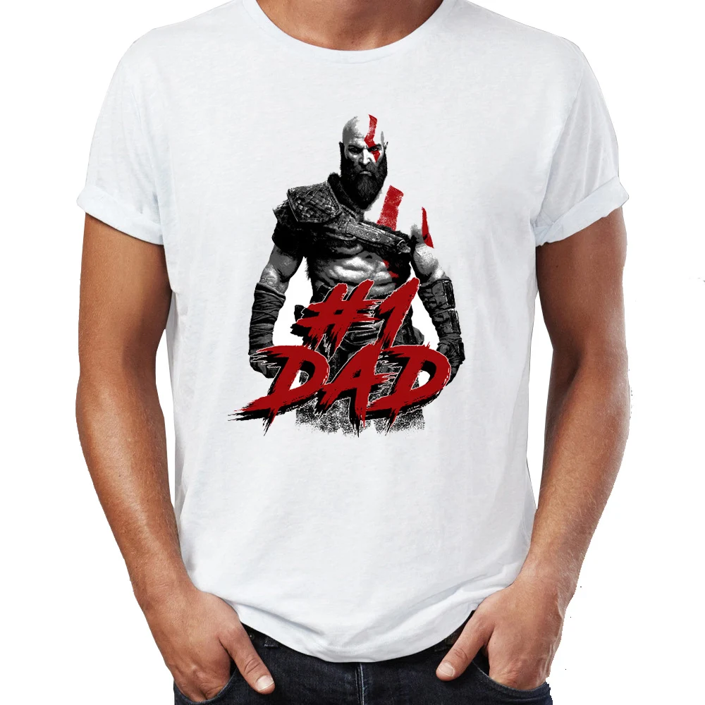 Мужская футболка с номером 1 в мире Dad Kratos the God of War Gaming Badass Tee|Мужские футболки| |