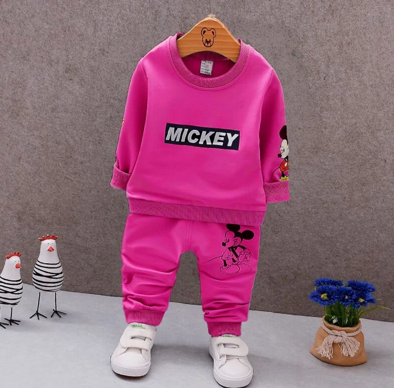 Autumn Boys Clothing Sets Mickey Baby Children Fashion Cotton Sweatershirt T Shirt and Pants Suits Kids Clothes Costume |