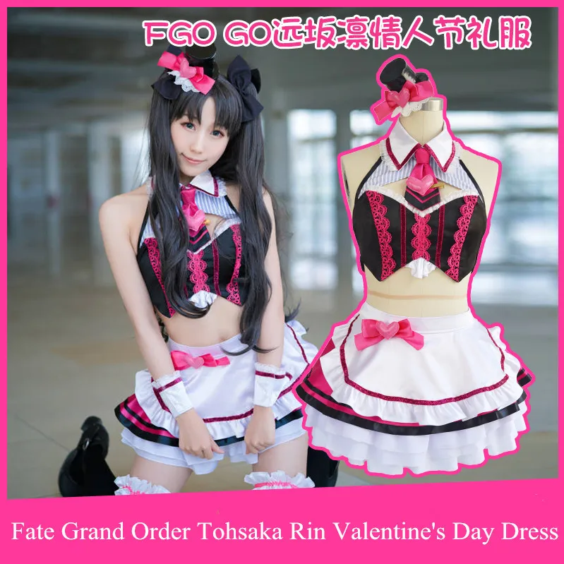 

Anime! Fate Grand Order Tohsaka Rin Valentine's Day Dress Uniform Cosplay Costume For Women 2018 New Hot Sale Free Shipping
