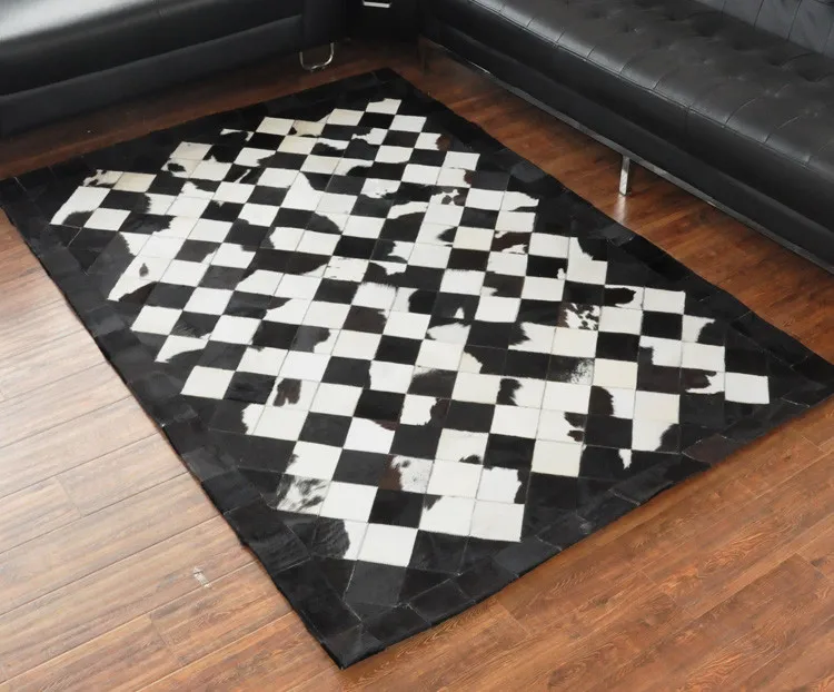 

free shipping 100% natural genuine cow leather carpet cow