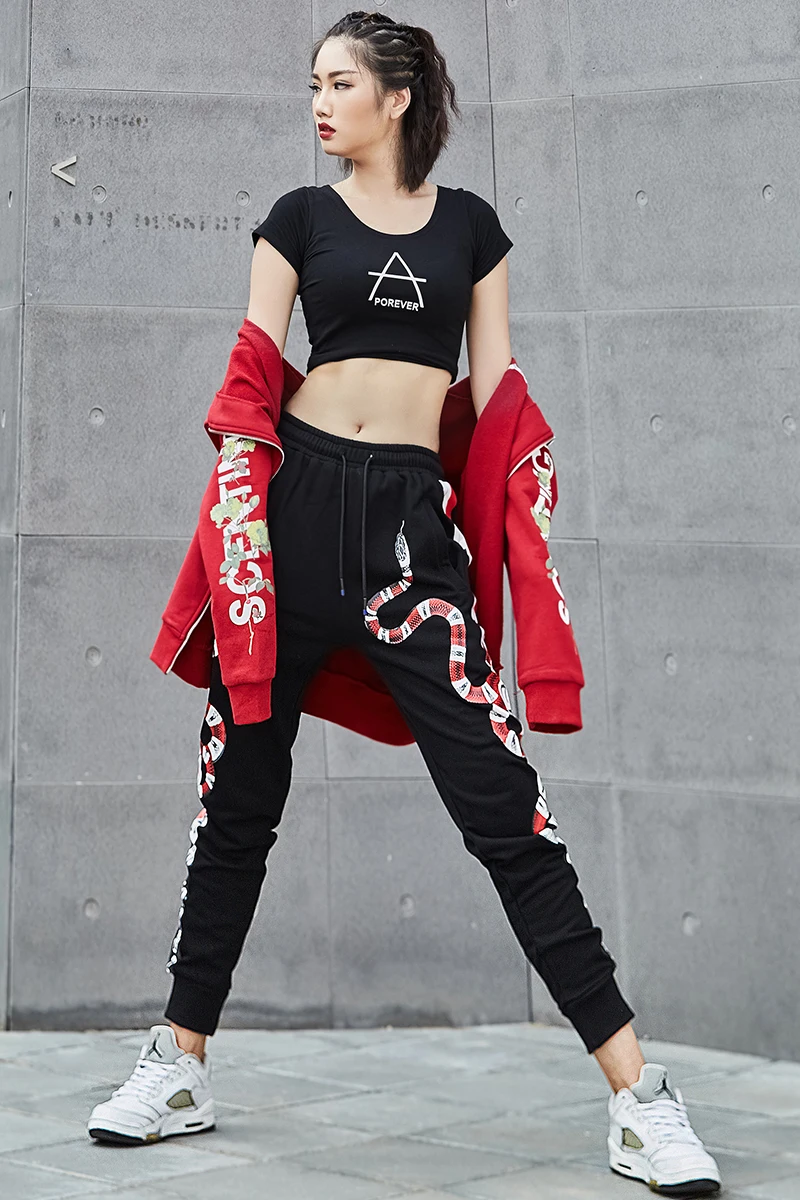 Брюки султанки Modis в стиле хип хоп со змеиным принтом повседневные джоггеры