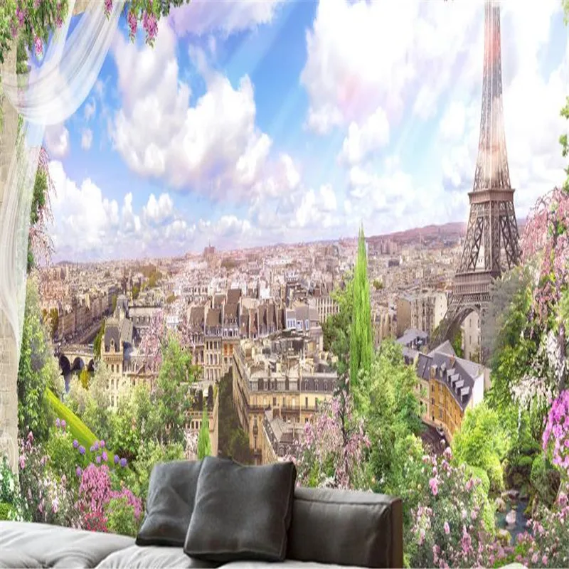 Обои 3D на заказ с изображением цветов фотофрески природный пейзаж голубое небо