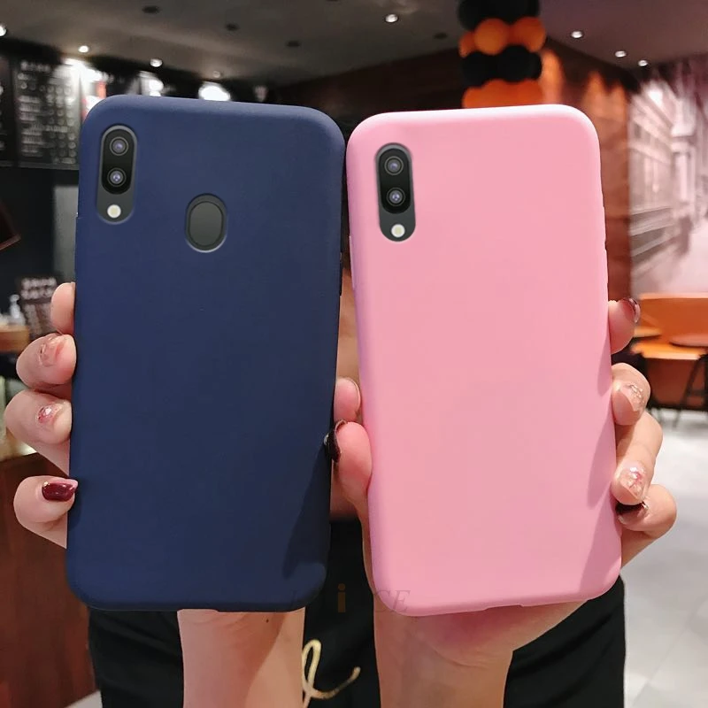 Однотонного яркого цвета для силиконовый чехол samsung galaxy m10 M20 A10 A30 A50 A40 A70 A20 a7 2018 a20e