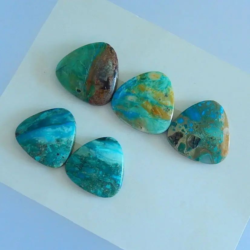 

5 PCS Of Natural Blue Opal Cabochons Beads,21x22x6/20x5mm,18.85g