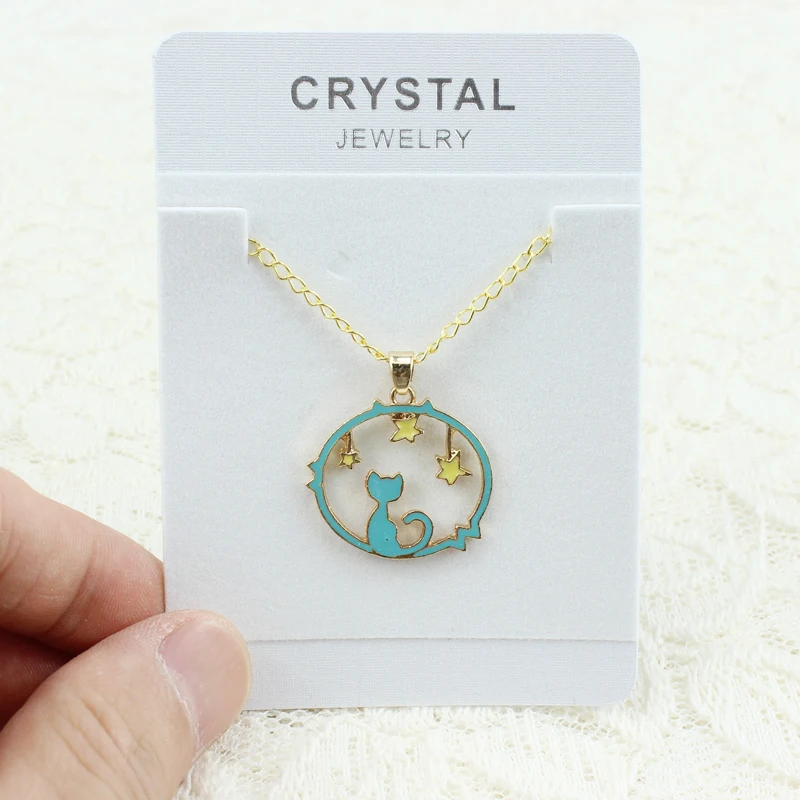 Полые подвесные ожерелья с животными Lucky Cat Moon Star ожерелье в виде кошки подарок