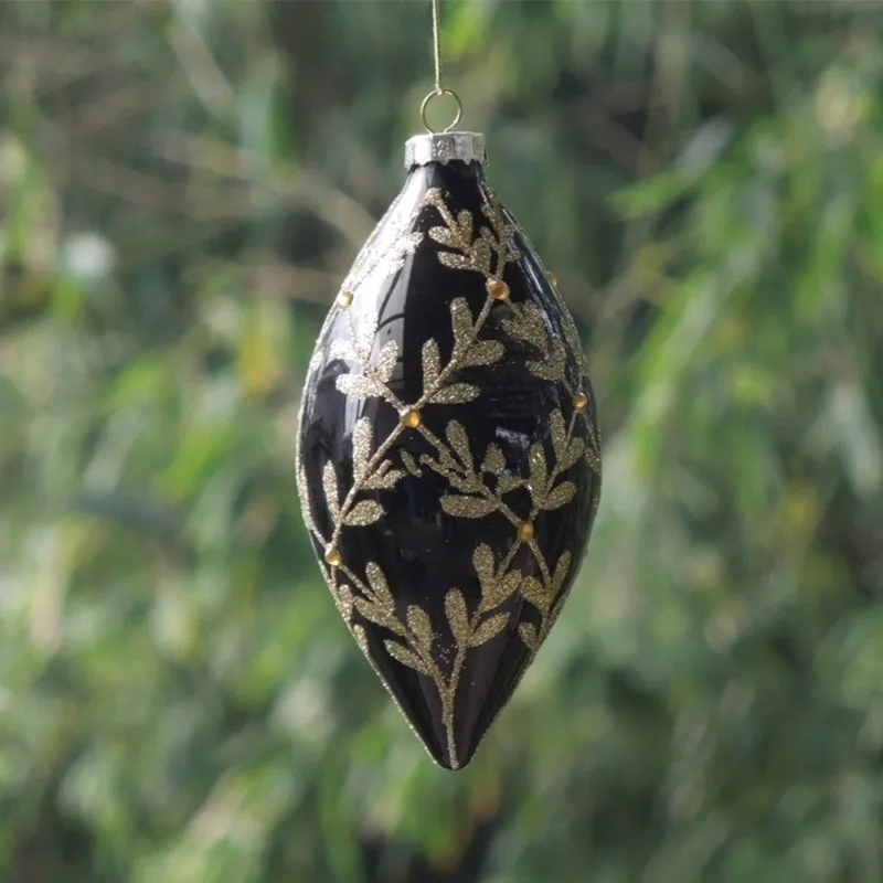 

Стеклянная подвеска в форме конуса, черная серия, 2 шт./упак. дюйма, 6 х12 см, Декоративное подвесное украшение для рождественской елки
