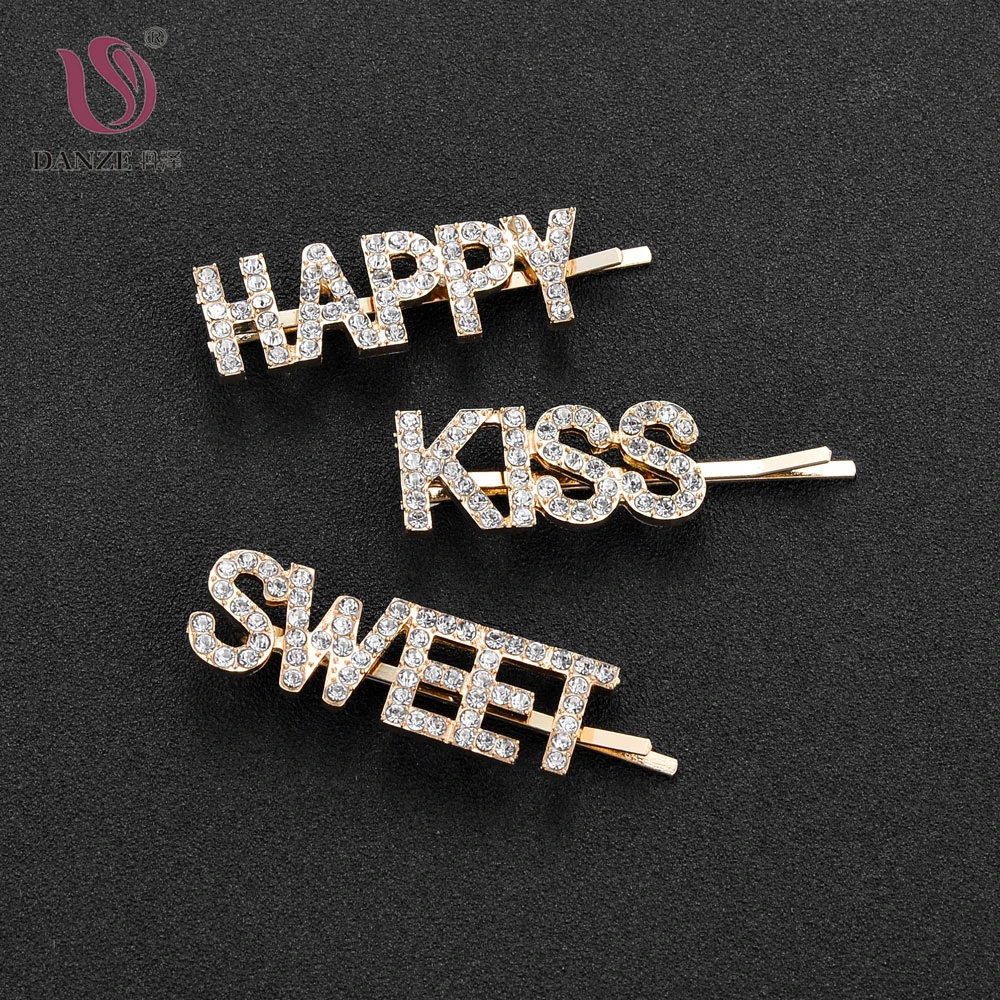 DANZE 1 шт./компл. новые модные заколки для волос HAPPY GIRLS с кристаллами и буквами