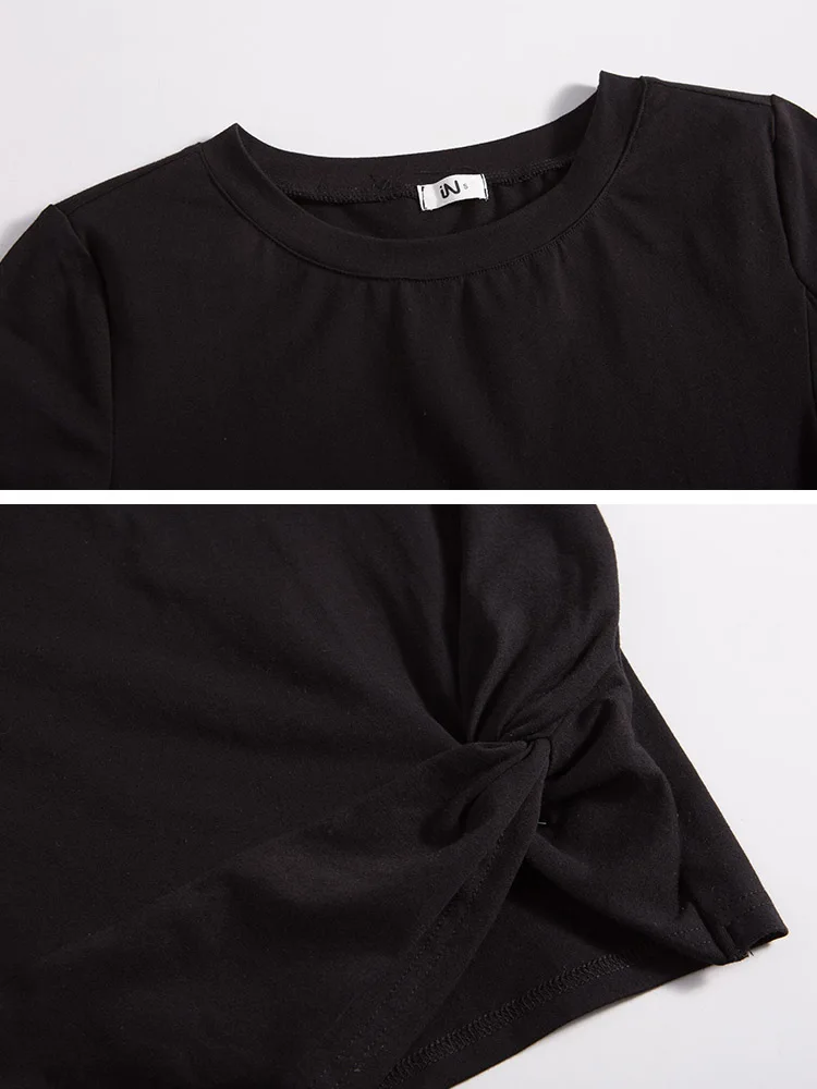 

Women T-shirts Summer Crop Top Cotton Tees Short Sleeves Base Bottoming Clothes For Female High Waist Shirt Women 2019 New Shirt