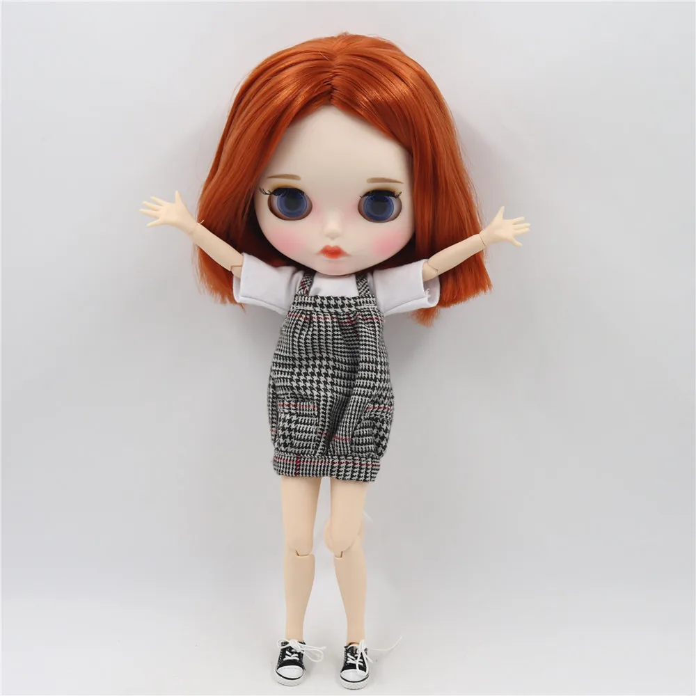 1/6 Blyth кукла белая кожа суставы тела красновато-каштановые волосы Новые матовые лицо с бровями блеск для губ. Нет. BL232
