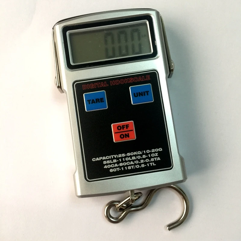 Цифровые весы с крючком для рыбалки ЖК-дисплей 50 кг 110 фунтов электронные