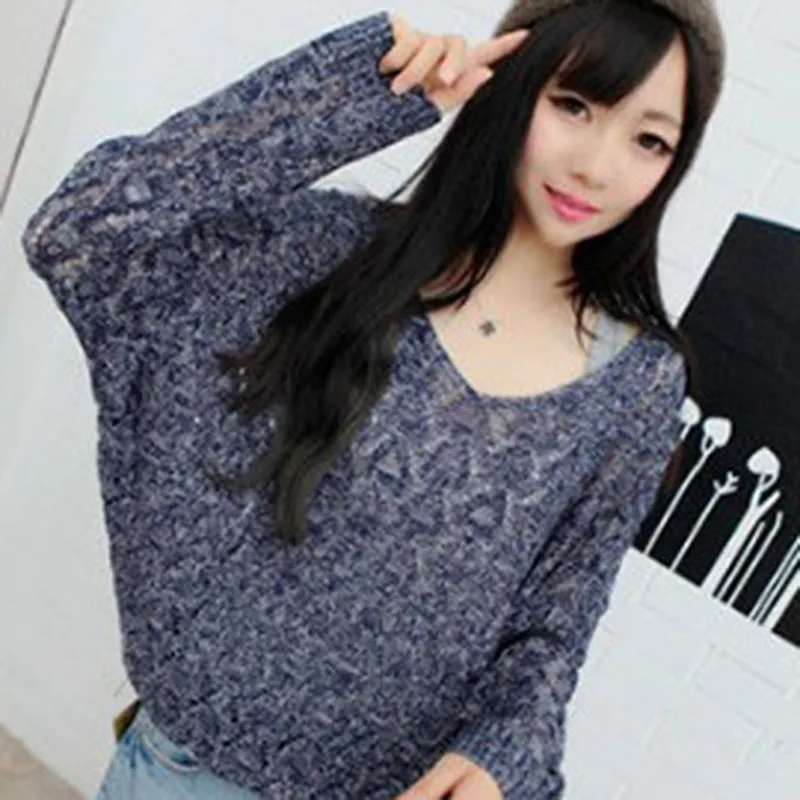 New Fashion Jerseys Women Sweaters Pullovers Casual Tops V-Neck Loose Batwing Sleeve Hollow Out Thin Knitted Sweater Women's | Женская
