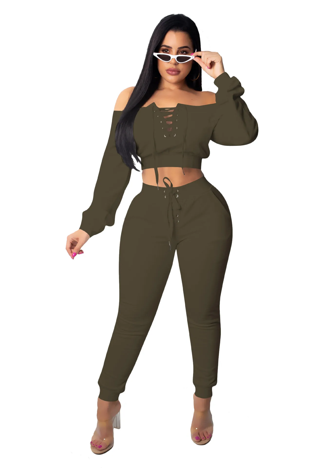 2018 осенний Женский комплект из двух предметов спортивный костюм спортивные