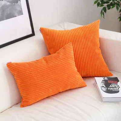 orange 45X30/40/45/50/60 см 29 однотонные вельветовые подушка для дивана Фланелевая пижама в полоску Наволочка декоративная подушка под поясницу крышка - Цвет: orange