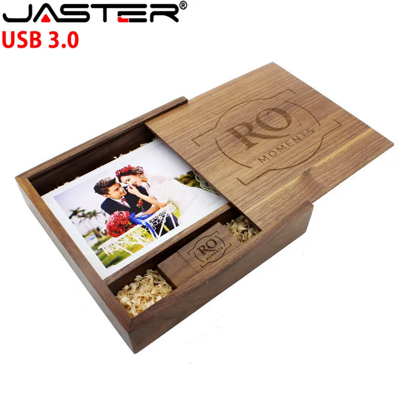 JASTER(1 шт. бесплатный логотип) деревянный фотоальбом флеш-накопитель USB 3,0 pendrive 4 ГБ 16 ГБ 32 ГБ 64 Гб фотография подарок видео логотип клиента