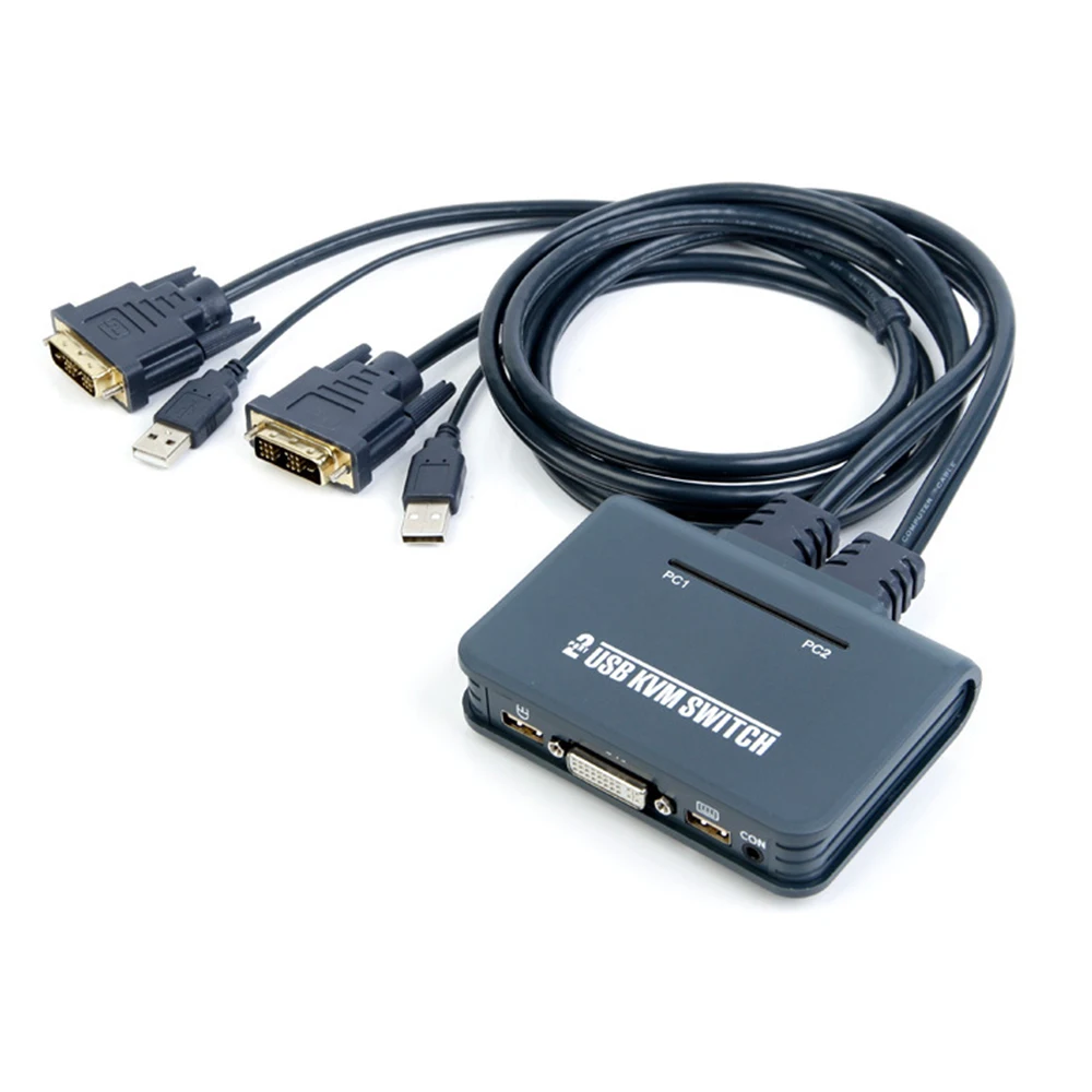 Квм консоль с двумя портами USB DVI кабель квм 1080P переключатель мыши и клавиатуры