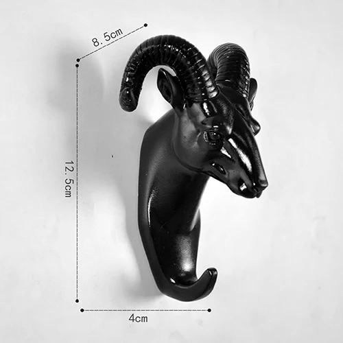 Goat Black Аксессуары для домашнего декора из смолы, статуэтка в виде головы животного, настенные художественные Крючки для подвешивания, декоративный держатель для ключей, вешалка для одежды - Цвет: Goat Black