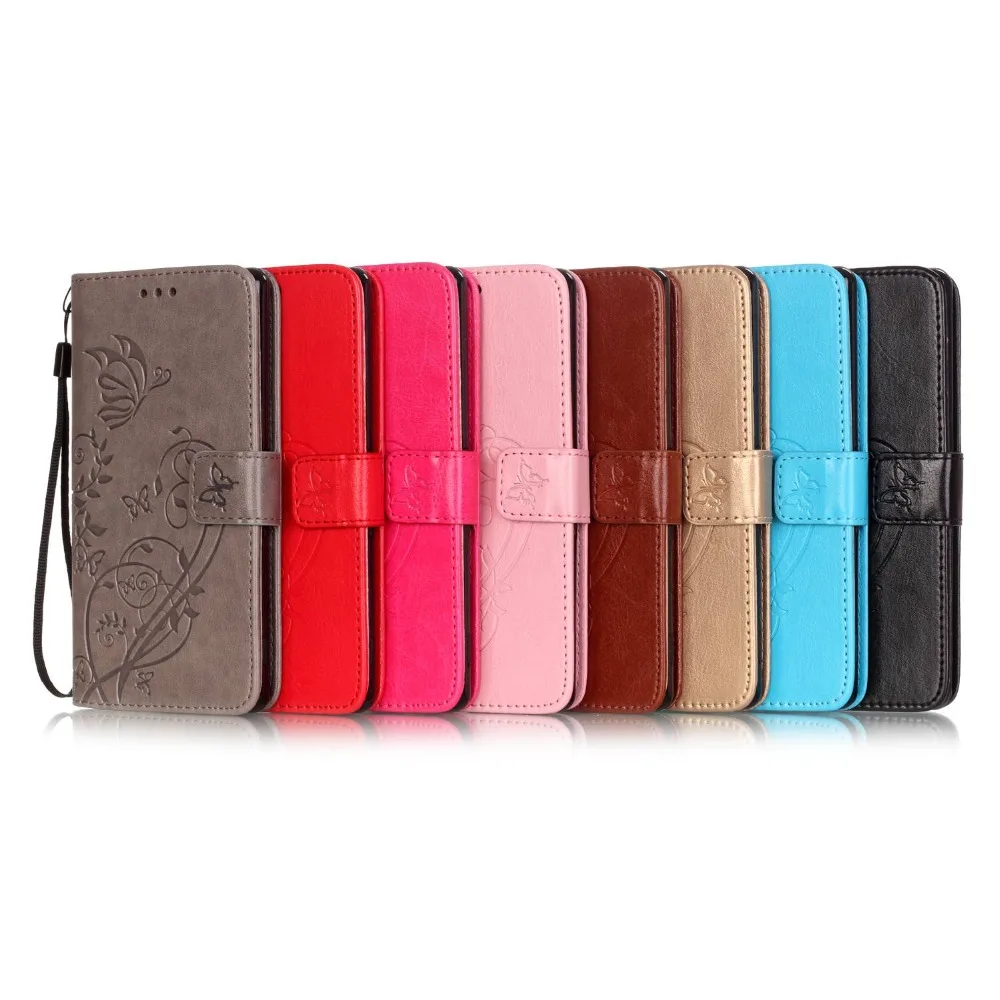 Модный чехол книжка из искусственной кожи с цветочной бабочкой и магнитной