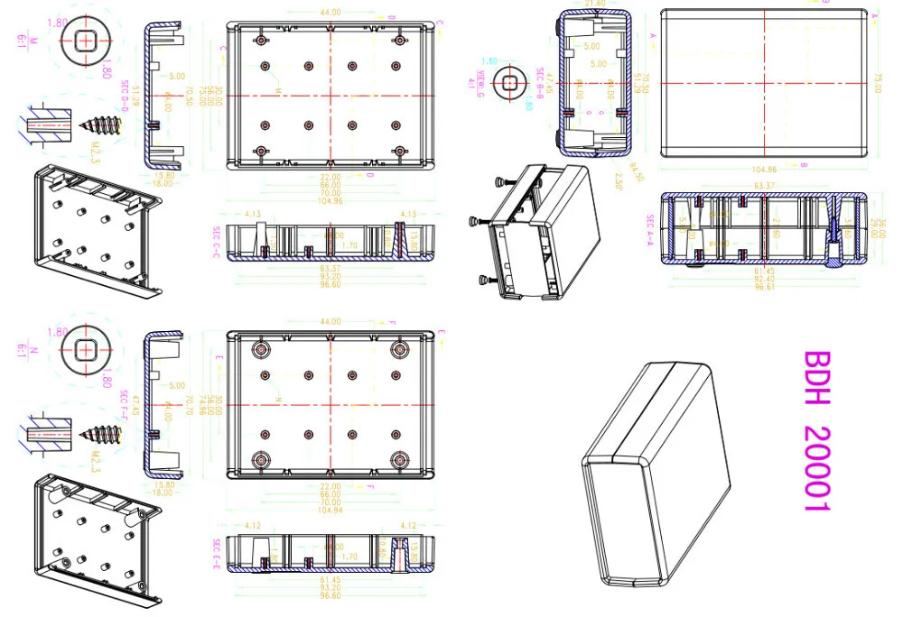 Пластиковый корпус для электроники 20 шт./лот пластиковый проекта 105X75X36 мм |