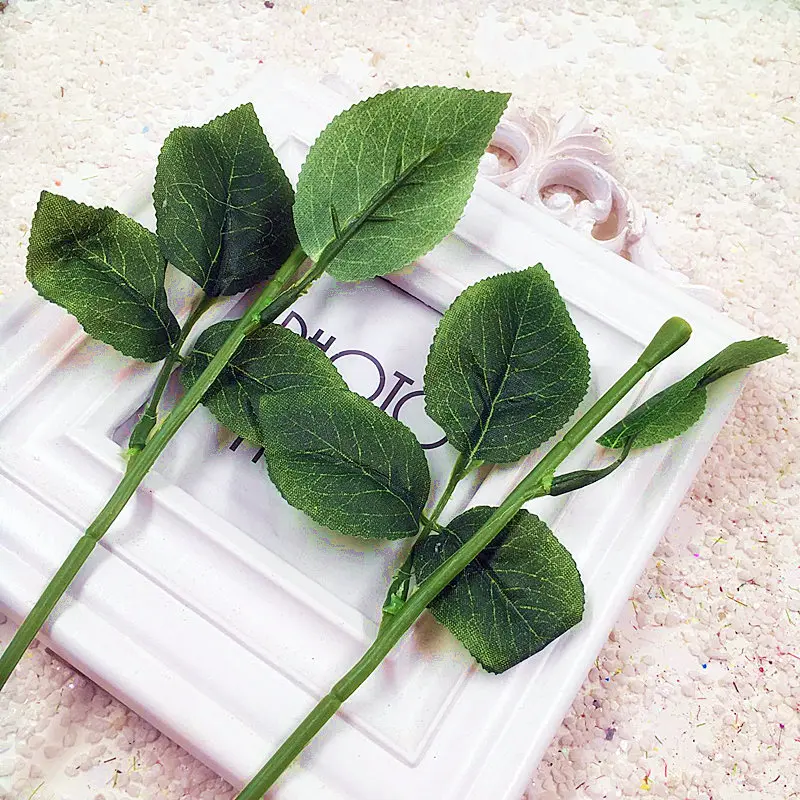 Искусственный пластиковый стебель листьев розы искусственный из шелка