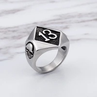 haoyi number 13 rings for men skull stainless steel rings fashion metal male finger jewelry