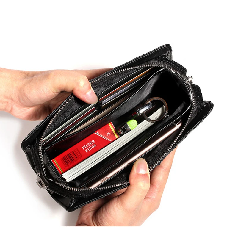 Мужской кошелек с защитой от кражи из воловьей кожи рисунком крокодила