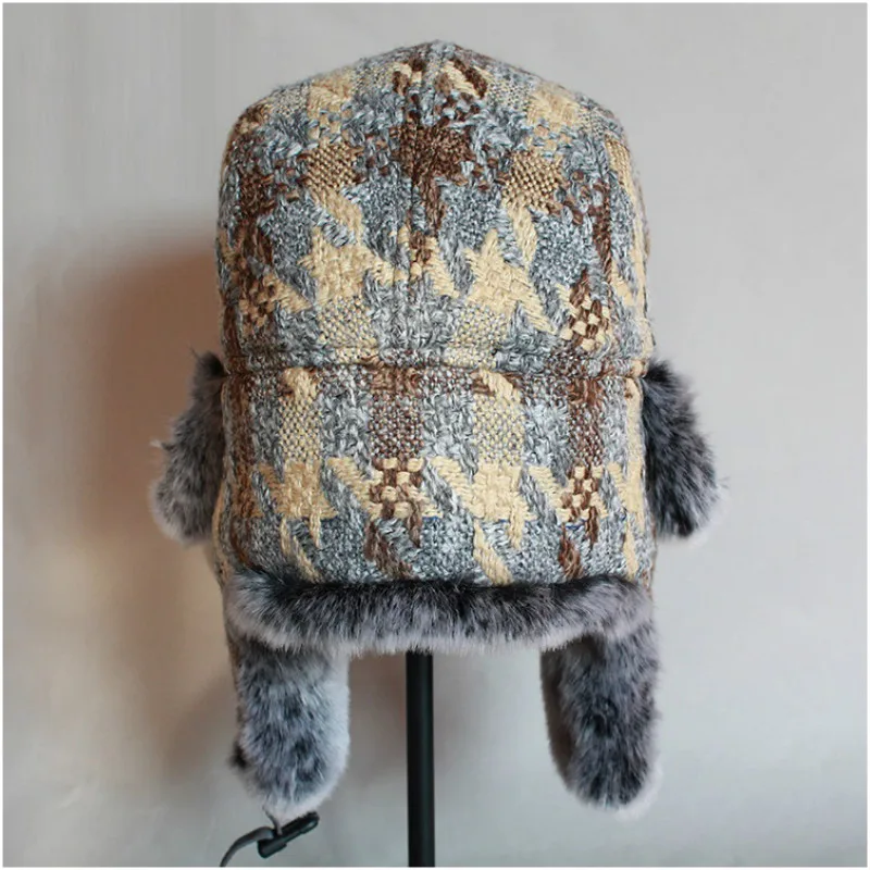 B-8485 Outdoor Earflap Bomber Hats Adult Warm Russian Ushanka Hats Trooper Snow Ski Windproof Cap Ear Protective