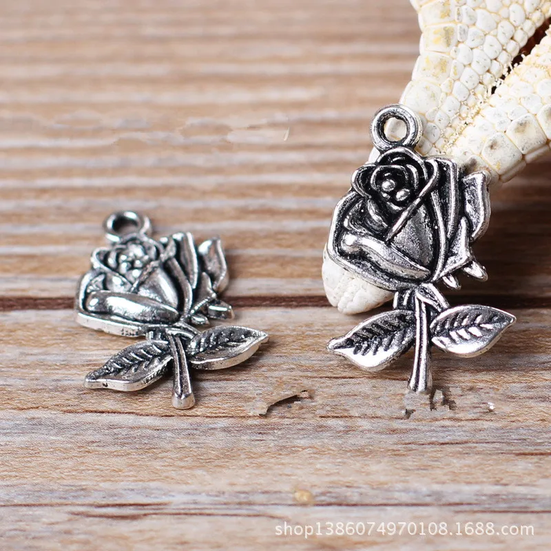 Подвески в виде розы модные ювелирные изделия сделай сам 25 шт. 27x17 мм античное