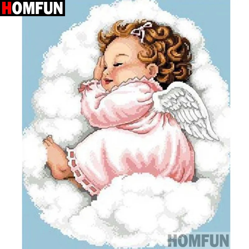 Алмазная 5d-картина HOMFUN Ангел малыш вышивка крестиком из квадратных/круглых страз