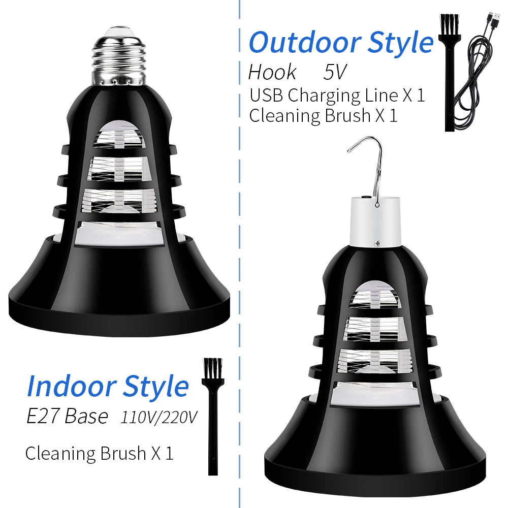 Уличная светодиодсветодиодный лампа-ловушка для комаров с USB 220 В E27 лампа