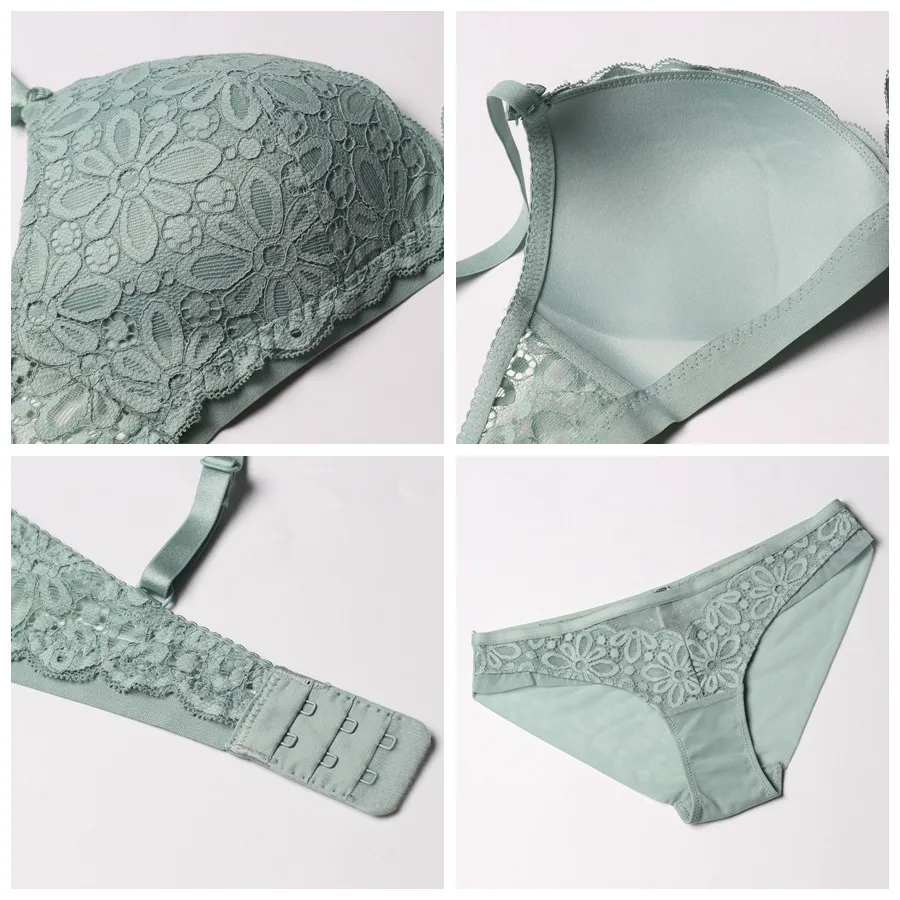 Комплект женского нижнего белья с цветочной вышивкой кружевной бюстгальтер