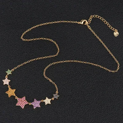 Женское колье с цепочкой Molinuo разноцветное Колье со звездами из фианита