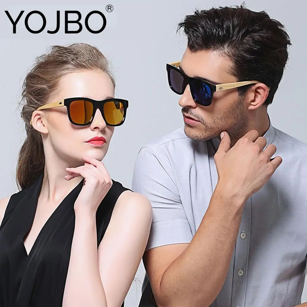 YOJBO винтажные бамбуковые солнцезащитные очки для женщин и мужчин 2019 зеркальные