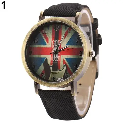 Sanwood reloj hombre 2018 Унисекс Винтажный Бронзовый джинсовый ремешок с британским флагом