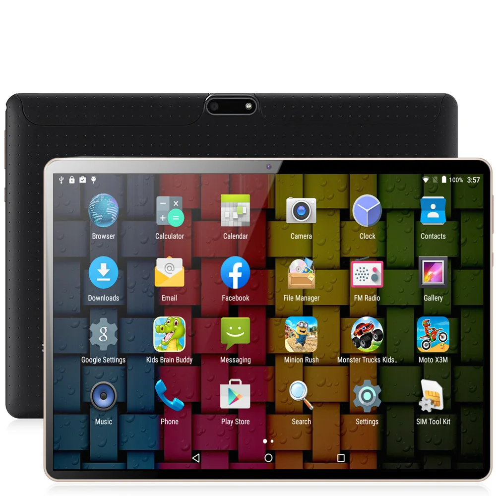 Планшетный ПК 10 дюймов Octa Core 3g Телефонный звонок Google Рынок Android 7,0 tab gps, Wi-Fi, FM, Bluetooth 10 дюймов Планшеты 4G+ 64G