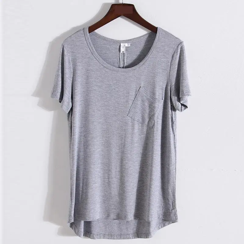 Модальные свободные футболки с коротким рукавом и круглым вырезом Летние Новые