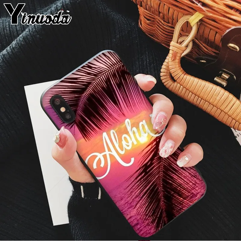 Yinuoda Aloha Летний Полосатый Мягкий резиновый черный чехол для телефона Apple iPhone 8 7 6 6S