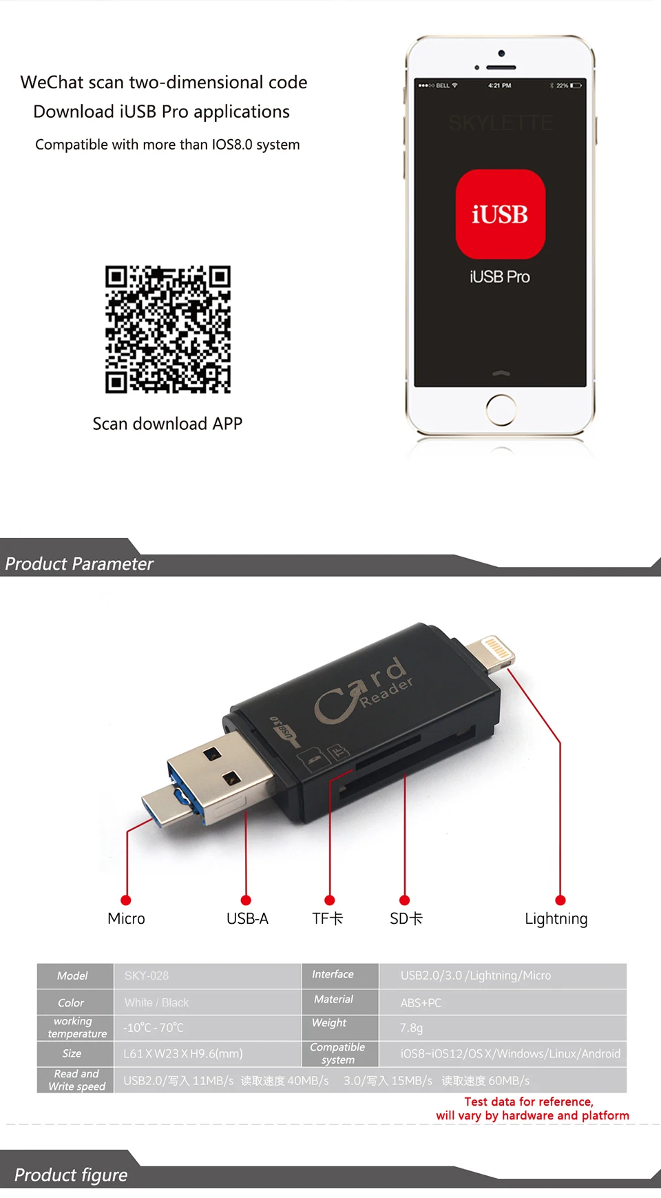 3 в 1 SD TF кард-ридер Lightning Micro USB 2,0 3,0 совместимый адаптер портативный кард-ридер для iPhone samsung huawei