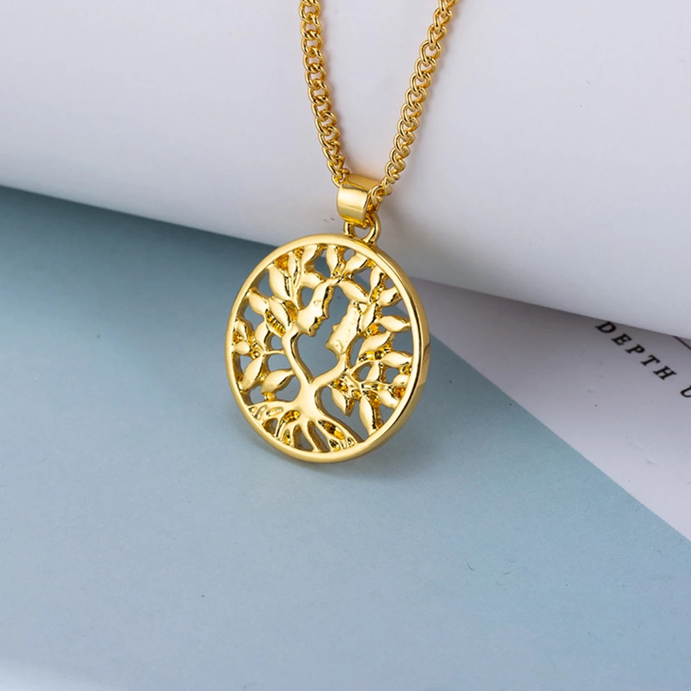 New Fashion Hollowed Out Life Tree Necklace Women's Metal Alloy Wishing Clavicular Chain Pendant Jewelry | Украшения и