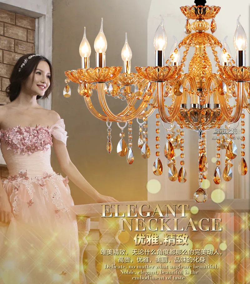 Светодиодная Янтарная Золотая люстра lustre de cristal для фойе гостиной подвесная