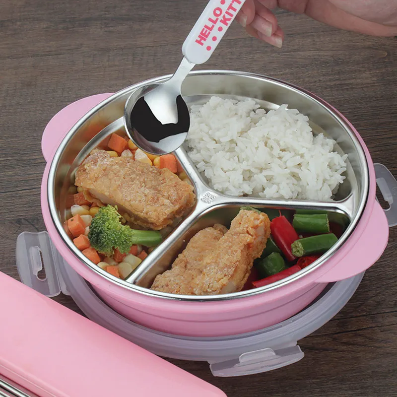Дети 304 из нержавеющей стали Bento Ланчбокс Портативный японский стиль изоляции пластиковые суши фрукты наборы пищевых контейнеров мультфильм
