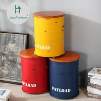 louis fashion bar stools oil barrel paint bar stand round iron barrel storage