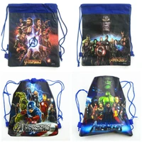 12PCS Avenger Super Hero Non-Woven Fabrics Drawstring Bags For Kids Birthday Party Favorite Backpack Schoolbag