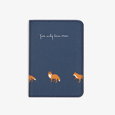 Navy blue fox Фирменная Обложка для паспорта Прекрасный маленький Животный мир, растение ID держатель для путешествий паспорт бумажник клип короткий паспорт клатч наборы держатель Обложка - Цвет: Navy blue fox
