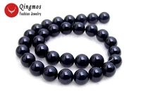 qingmos 14mm round natural black agates loose beads for jewelry making diy necklace bracelet 15 gem stone strands los214