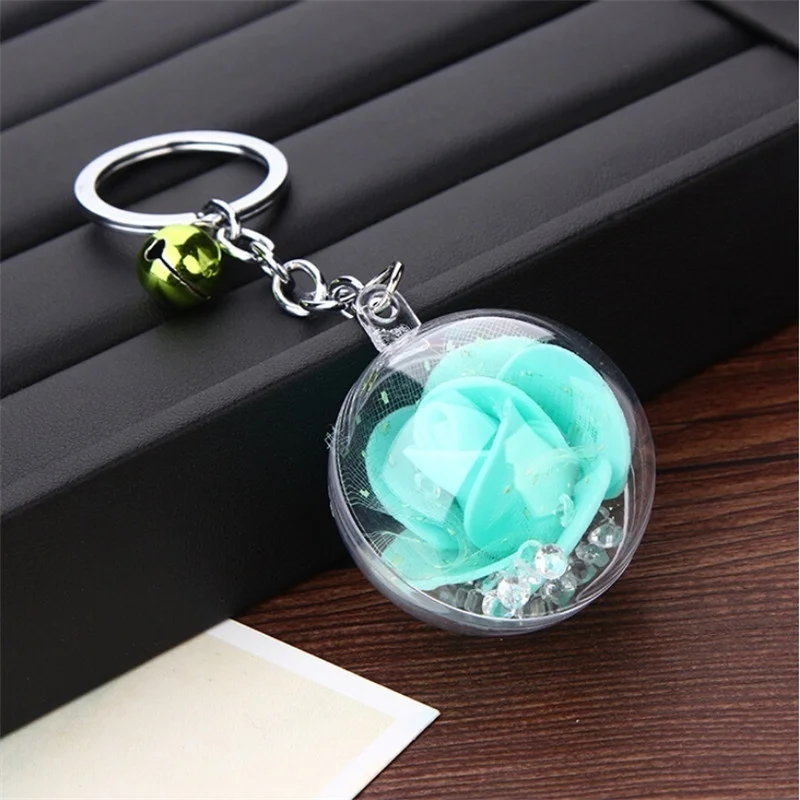 1 шт. цветок розы брелок брелки с колокольчиком Шелковый Шарм хрустальный шар