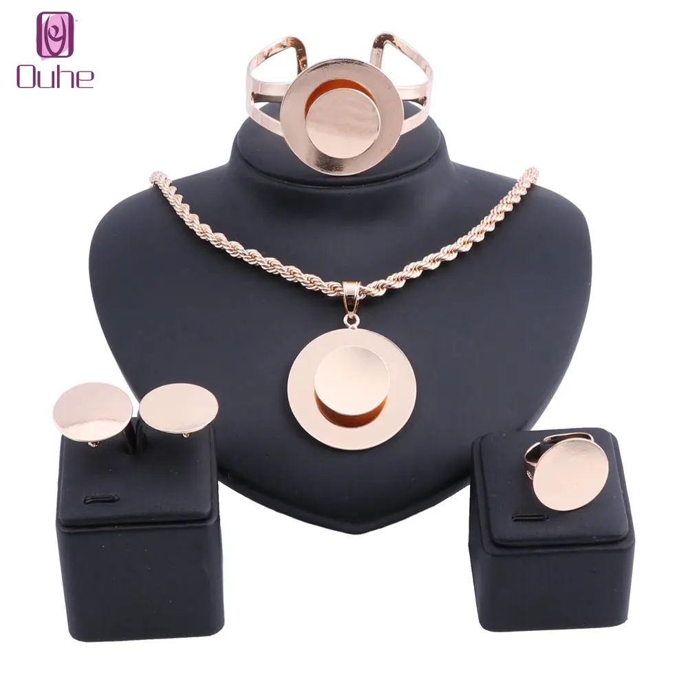 New High Fashion Dubai Copper Jewelry Set Gold Color Nigerian Wedding African Beads Sets Parure Bijoux Femme | Украшения и