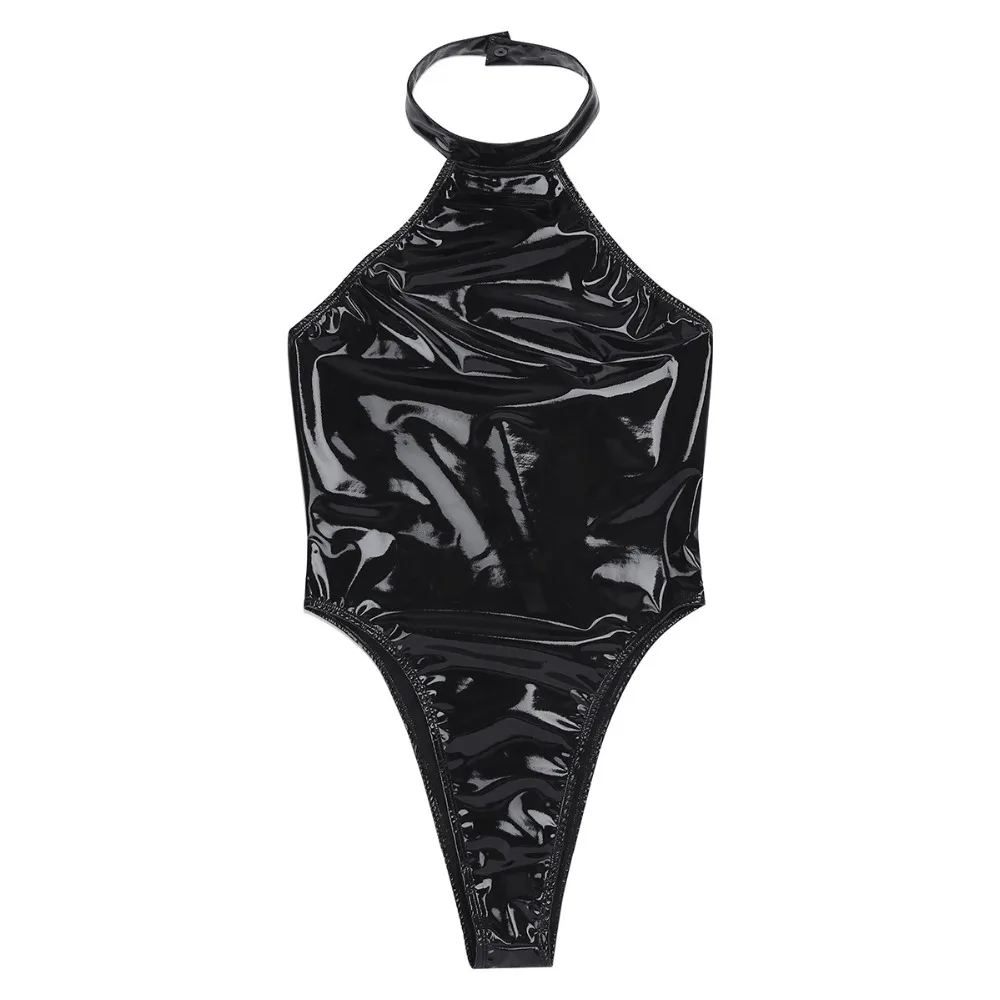 YiZYiF женское белье боди сексуальное цельное Wetlook перчатки из лакированной кожи Холтер Купальник с открытой спиной боди сексуальное боди