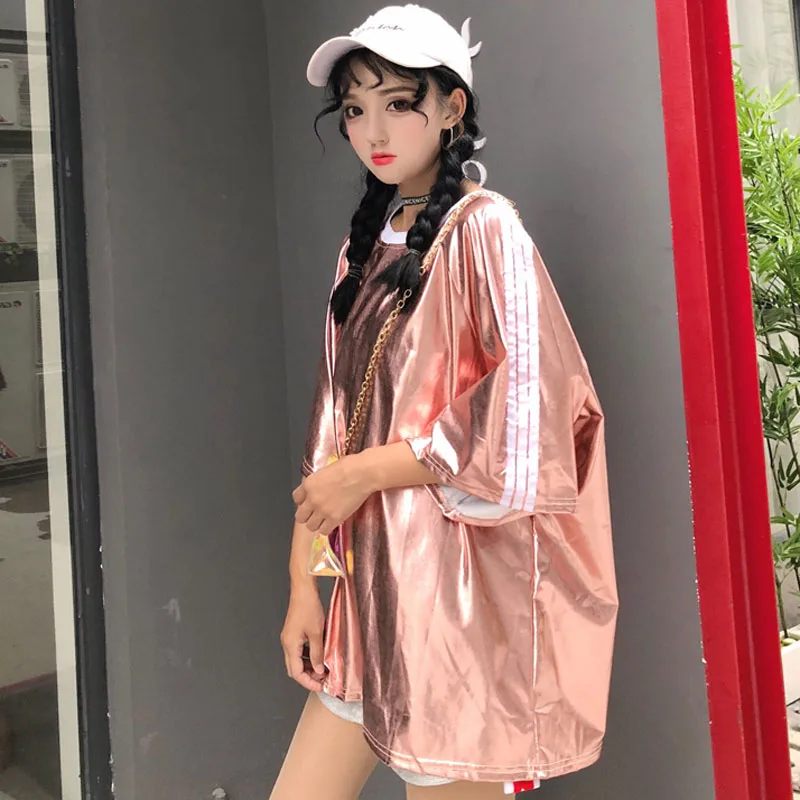 2018 Новый Для женщин Harajuku футболки свободные хип хоп топы Sweet Girl фиолетовый