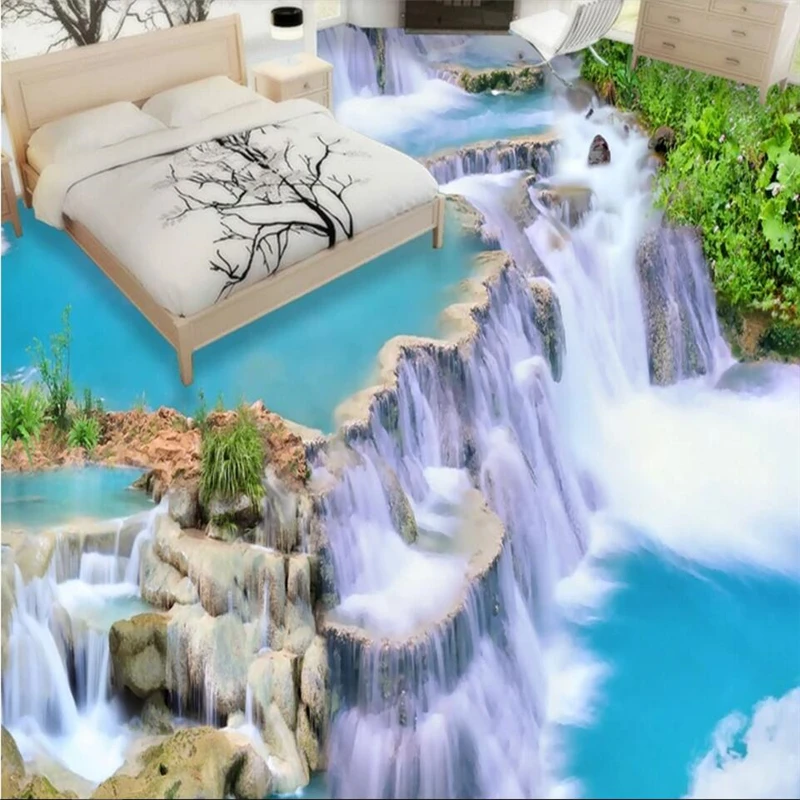 Wellyu индивидуальные Крупногабаритные фрески водопад бегущая вода богатство 3D Пол