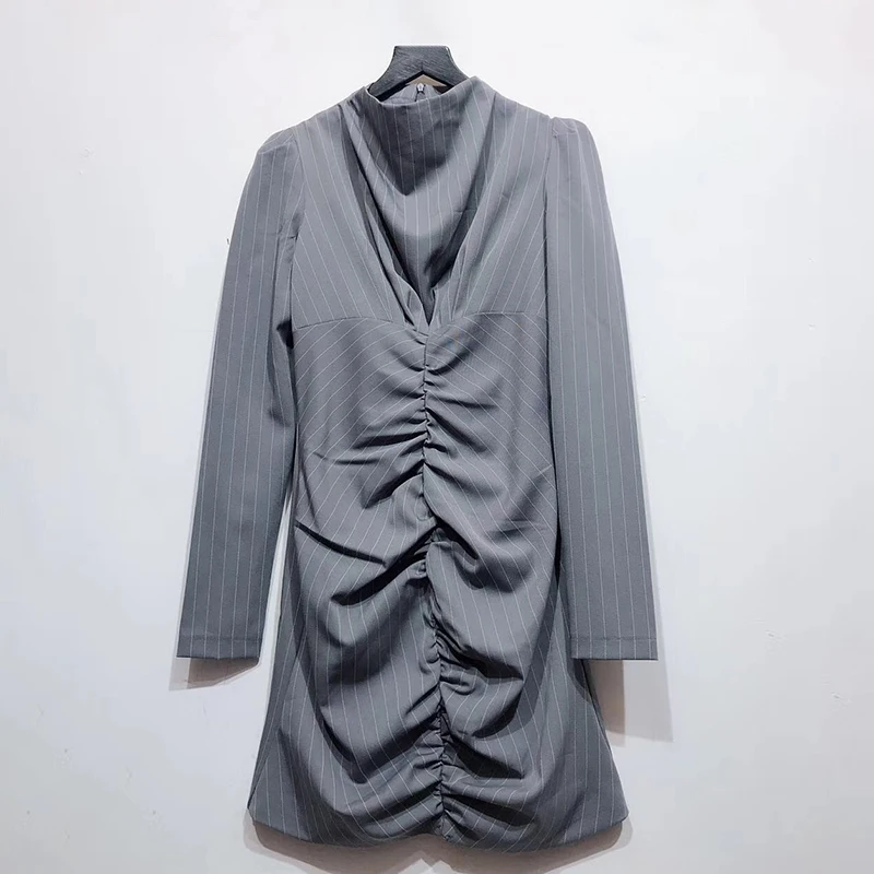 Женское Полосатое платье VGH Осеннее облегающее ТРАПЕЦИЕВИДНОЕ ПЛАТЬЕ с